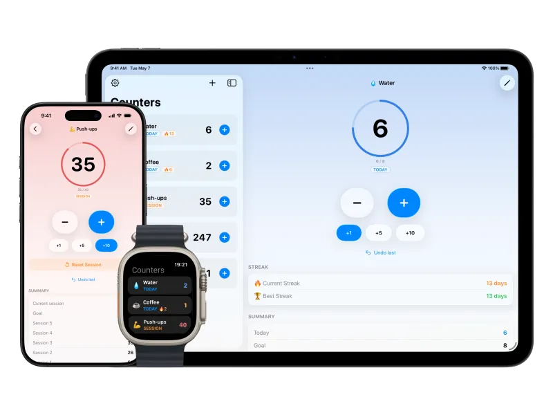 1Counter 1.1: Goals, Streaks, Widgets, and Apple Watch