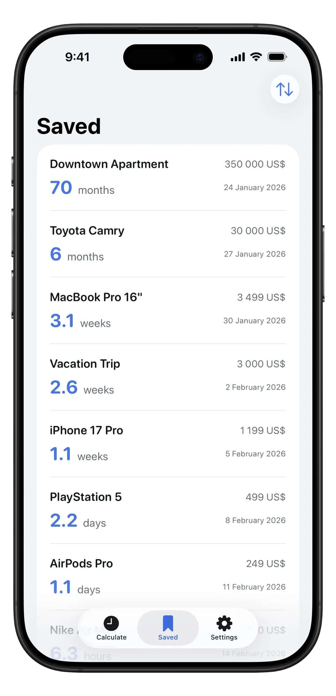 Your purchases in time